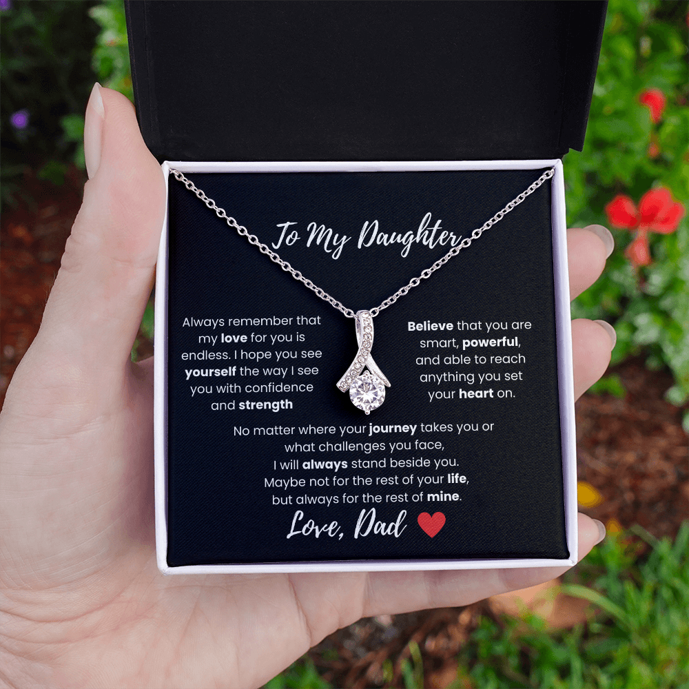 To My Daughter Allure Heart Necklace A Meaningful Gift from Dad with Love Message Card